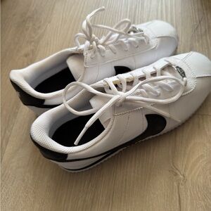 Nike Cortes White and Black Athletic Shoes